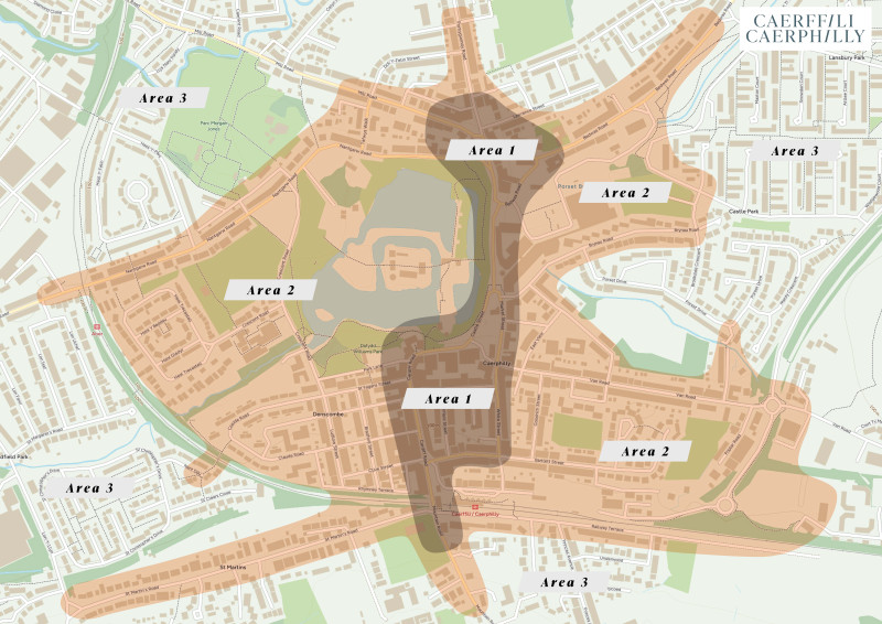 Map of Caerphilly Town Centre